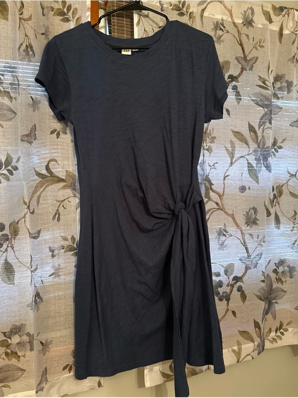 GAP Navy Short-Sleeve Knot-Tie Mini Dress